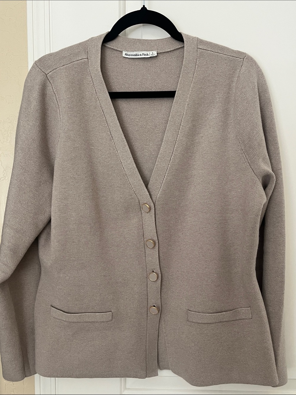 Abercrombie & Fitch Taupe Button-Front V-Neck Cardigan